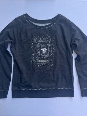 Disney Parks Woman Grey 60th Diamond Celebration Sequins Sweatshirt Size Large
